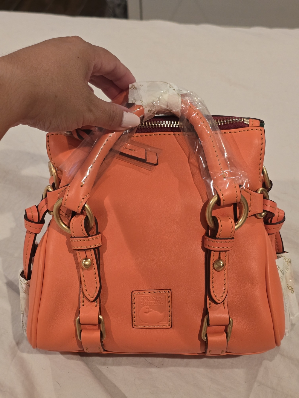Dooney & Bourke Nano Florentine Satchel in Salmon